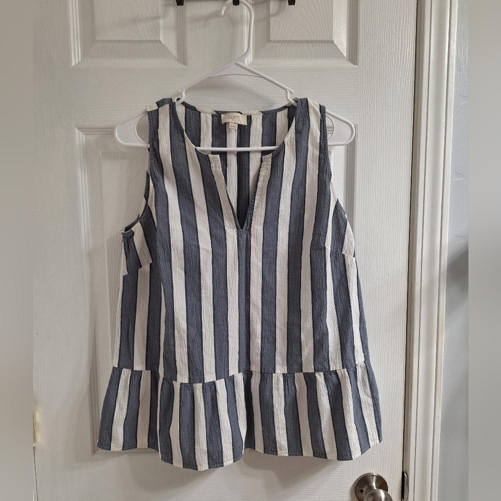 LOFT Outlet Striped Peplum Top Size Medium Like New‎